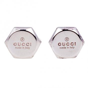 Pre Owned Gucci Trademark Sterling Silver Hexagon Cufflinks