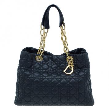 Dior Black Lambskin Soft Lady Dior Tote