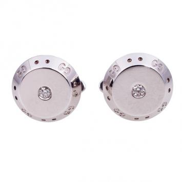 Pre Owned Gucci 18 K White Gold Diamond Venter Cufflinks