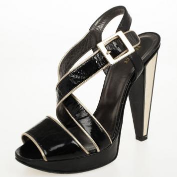 Versace Black Patent Strappy Sandals Size 37