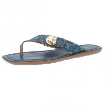 Louis Vuitton Denim Monogram Thong Sandals Size 40
