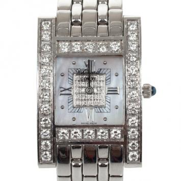 Chopard 18 K White Gold Diamonds Your Hour Womens Wristwatch 24 MM