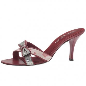 Louis Vuitton Red Monogram Satin Cherry Blossom Slides Size 39