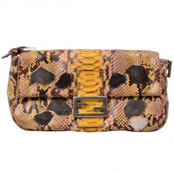 Fendi Yellow Python Baguette Bag