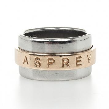 Asprey 18 K Yellow Gold and Steel Ring Size 54