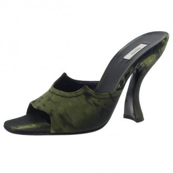 Prada Green Printed Canvas Sandals Size 39