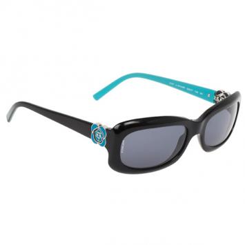 Chanel 5127 Black and Blue Frame Camellia Flower CC Logo Women Sunglasses