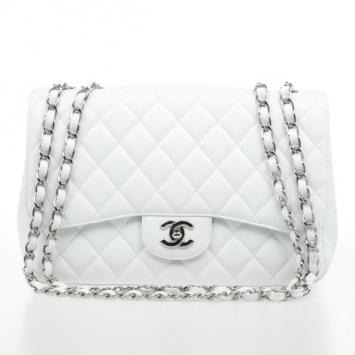 Chanel White Caviar Jumbo Flap Bag