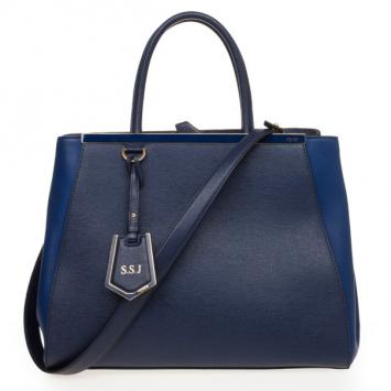 Fendi Navy Leather 2Jours Tote