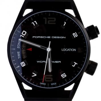 Pre Owned Porsche Design Black P6750 WorldTimer Men Wristwatch 46 MM