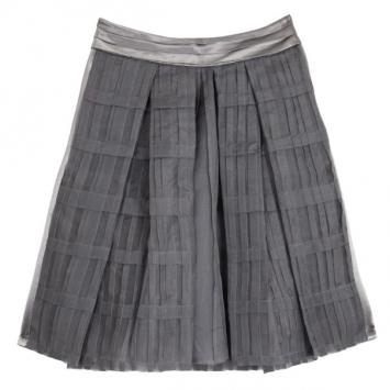 Christian Lacroix Grey Pleated Midi Skirt L