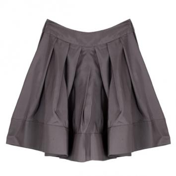 Celine Grey Silk Full Pleated Skirt M