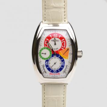 Pre Owned Paul Picot White Firshire 3000 SS Leather Mens Wristwatch 40 MM