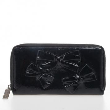 Pre Owned Valentino Bow Patent Continental Zip Around Wallet