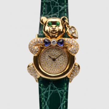 Robergé Panda 18 K Yellow Gold Quartz Womens Wristwatch 28 MM 