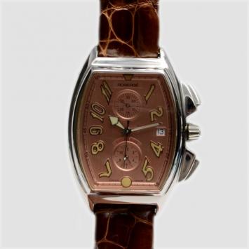 Pre Owned Robergé Colossus Brown SS Leather Chronograph Mens Wristwatch 44 MM 