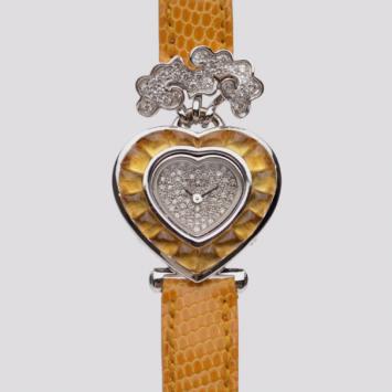 Robergé Florale 18 K White Gold Diamond Yellow Womens Wristwatch 28 MM 