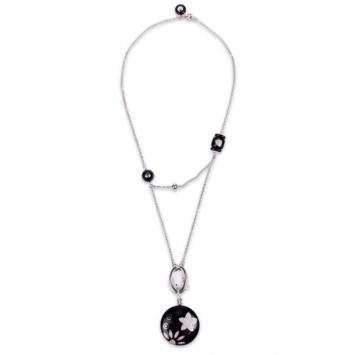 La Nouvelle Bague 18 K Black Enamel Diamond Necklace