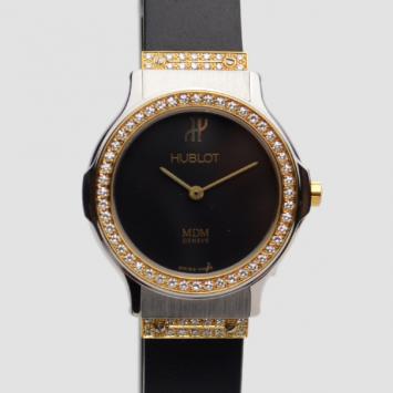 Hublot Black 18 K Rose Gold Diamond SS Classic Womens Wristwatch 29 MM