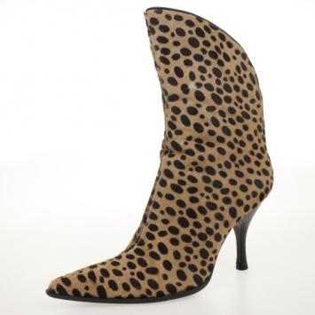 Sergio Rossi Leopard Pony Hair Ankle Boots Size 35.5