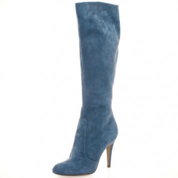 Sergio Rossi Blue Suede Knee Length Boots Size 36