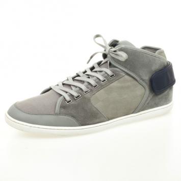 Pre Owned Louis Vuitton Grey High Top Lace Up Sneakers Size 44.5