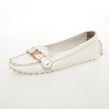 Louis Vuitton White Patent Leather Oxford Loafers Size 36.5