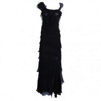 Moschino Black Tiered Silk Chiffon Gown M