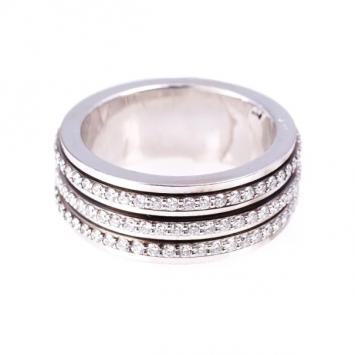 Piaget Three Diamond Sliding Rows Band Ring Size 53