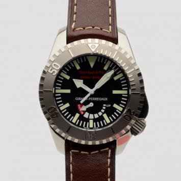 Pre Owned Girard Perregaux Black Sea Hawk II Power Reserve SS Mens Wristwatch 46 MM