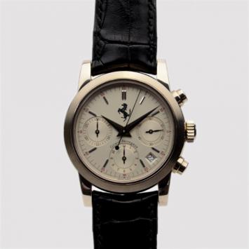 Pre Owned Girard Perregaux Ferrari 18K White Gold SS Chronograph Mens Wristwatch 40 MM