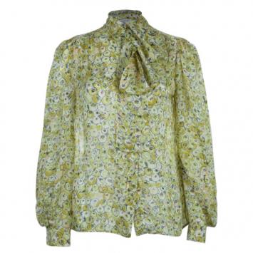 Valentino Yellow Print Neck Tie Top M