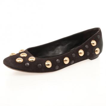 Gucci Brown Suede 'Babouska' Studded Ballet Flats Size 38