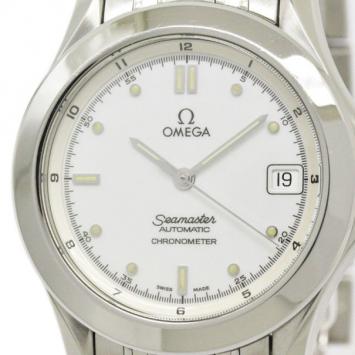 Pre Owned Omega White Stainless Steel Seamaster Men's Wristwatch 36MM