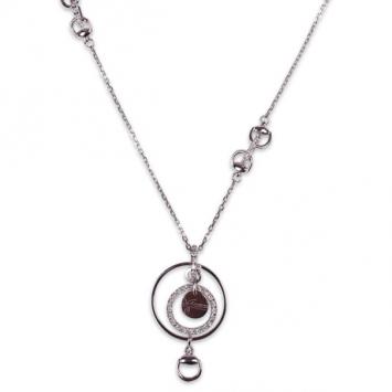 Gucci Circle 18 K White Gold Diamond Pendant Necklace