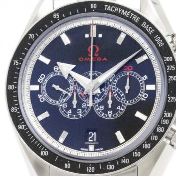 Pre Owned Omega Blue Stainless Steel Speedmaster Broad Arrow Men's Wristwatch 44MM