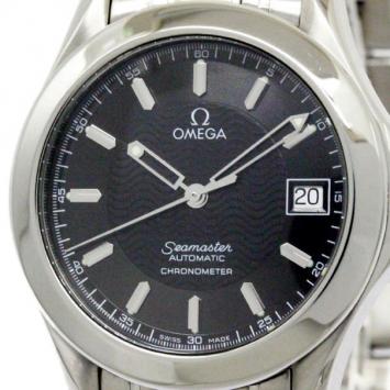 Pre Owned Omega Black Stainless Steel Seamaster 50th Anniversary Men's Wristwatch 36MM