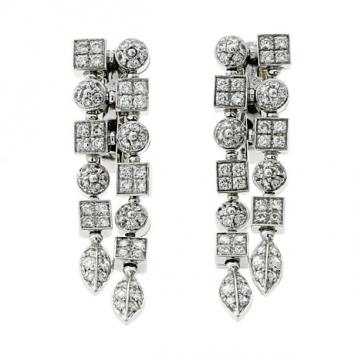 Bvlgari 18 K White Gold and Diamonds Lucea Dangling Earrings