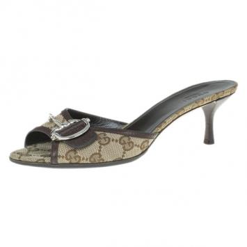 Gucci Guccissima Canvas Horsebit Slides Size 37