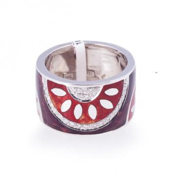 La Nouvelle Bague Purple/Bordeaux Enameled Diamond Band Ring Size 57