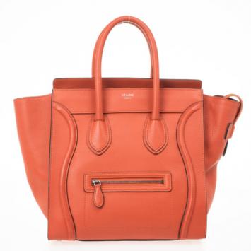 Celine Lipstick Red Buffalo Leather Mini Luggage Tote