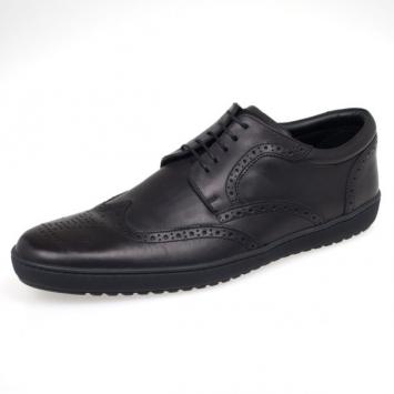 Pre Owned Louis Vuitton Black Leather Brogue Lace Up Shoes Size 41