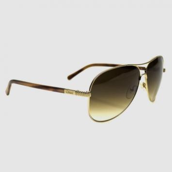 Chloé Gold and Brown CE102S Aviator Sunglasses