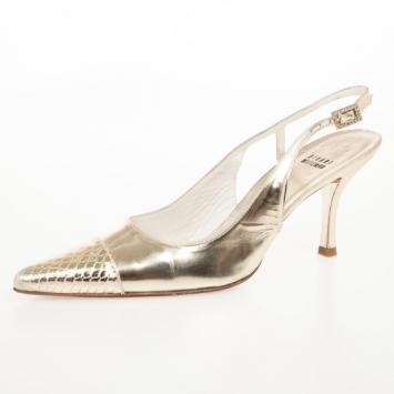 Stuart Weitzman Gold Pointed Toe Slingback Sandals Size 39