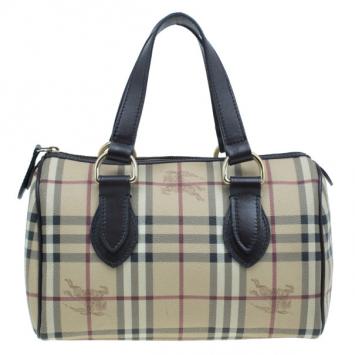 Burberry Haymarket Check Coated Canvas Small Bowling Bag