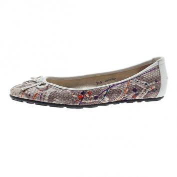 Jimmy Choo Python Embossed Bow Ballet Flats Size 36.5