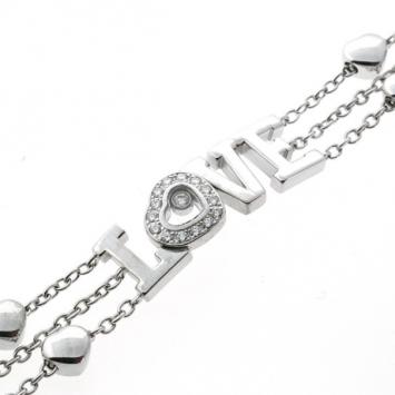 Chopard 18 K White Gold Happy Diamond Heart Bracelet 