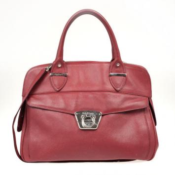 Salvatore Ferragamo Red Saffiano Sophia Top Handle Tote