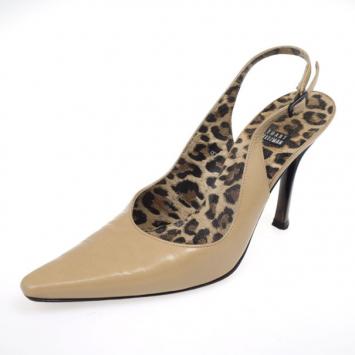 Stuart Weitzman Beige Leather Pointed Toe Slingback Sandals Size 35.5