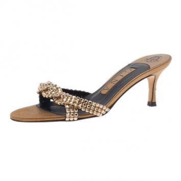 Gina Gold Crystal Slides Size 36